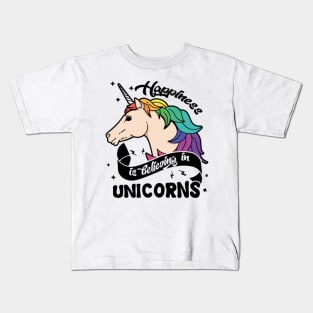 Happiness Believe In Unicorns Shirt Kids T-Shirt